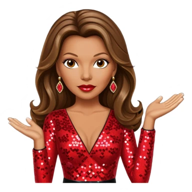 Vanessa Williams with long brown hair, red sequin outfit sticker