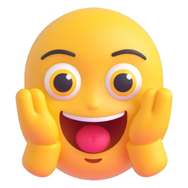 emoji face combining a confident smirk and wide, sparkling, pleading eyes sticker