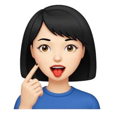 Chicas con pelo negro y corte bob haciendo que se muerde un dedo de manera picara sticker