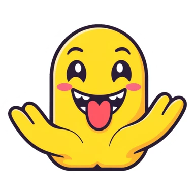 Emoji with tongue sticking out with hands sticker