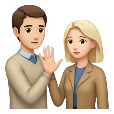 couple with man showing avoidant attachment style (turning away slightly) and woman showing approachable attachment style (reaching out) sticker