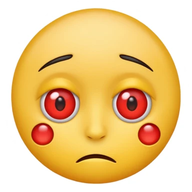 An emoji with red round eyes  with tired face! sticker