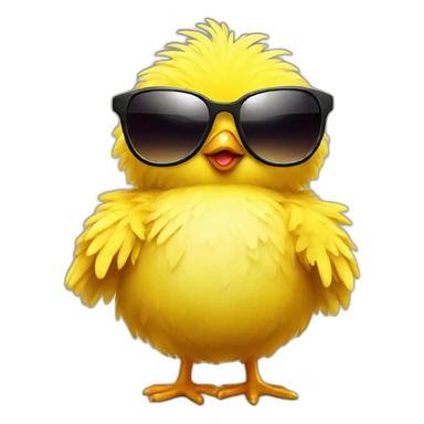 yellow fluffy chick making peace sign with sunglasses sticker