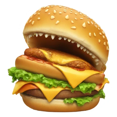 Dinosaur eating a burger sticker