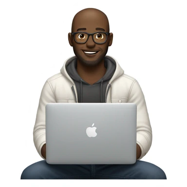 white-skinned male product designer sitting with macbook sticker