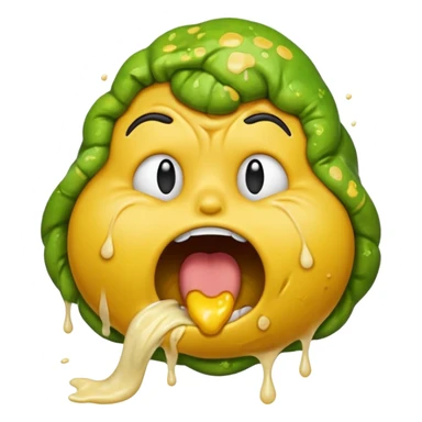 puking face, classic yellow emoji style, wide open mouth sticker