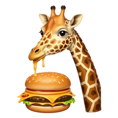 A giraffe eating a cheeseburger sticker