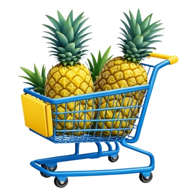 pineapples in a blue Shopping cart  sticker