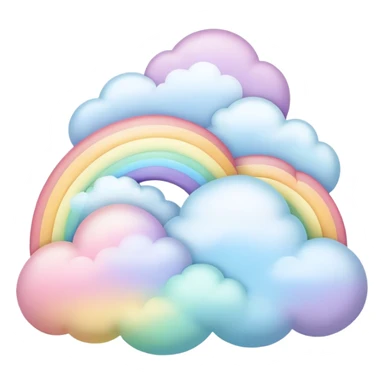  pastel rainbow puffy landscape  sticker