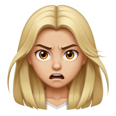blonde girl with brown eyes and long hair angry sticker