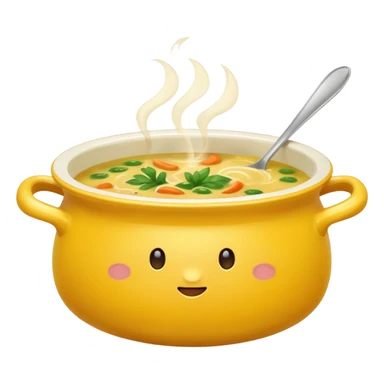 yellow pot with soup sticker