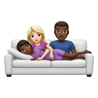couch, white naked female in center, big black naked male on each side sticker