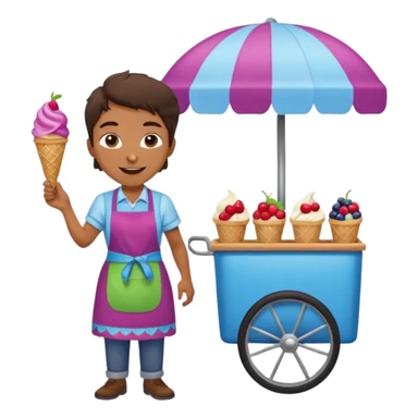 Vendor + berry cart,Ice Cream Vendor. sticker