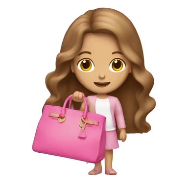 Brown long hair white girl holding a pink birkin bag sticker