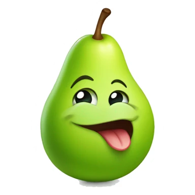 Green Cute pear with tongue sticker