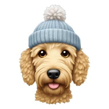Golden doodle wearing a winter hat sticker
