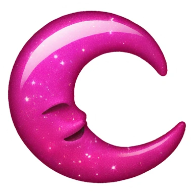 Hot pink crystallized crescent moon with glitter and lights dangling  sticker