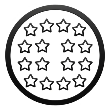 Can u make a emoji with 15 stars in a circle no face no nothin just lines and nothing in the middle and the stars have nothing it in too just lines black and white no face  sticker