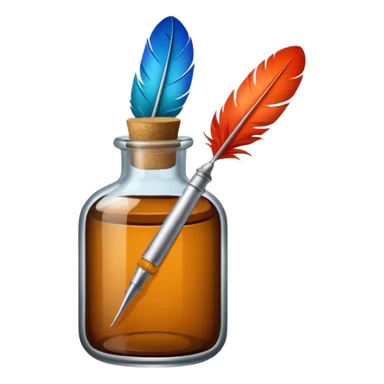 feather quill and ink bottle sticker
