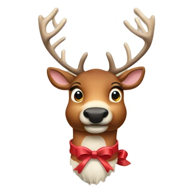 Reindeer with bow on neck  sticker