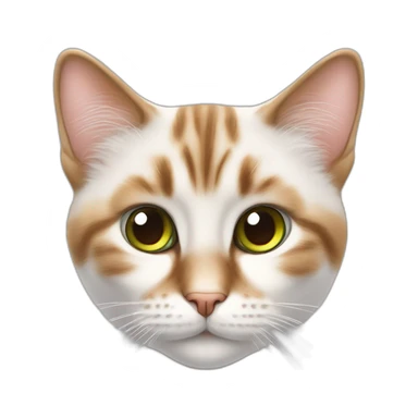 Chat blanc aux poils mis long, aux yeux verts, avec petit bout des oreilles marron sticker