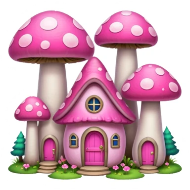 pink mushroom houses sticker