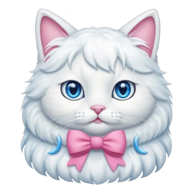 White cat with long hair and blue eyes with a pink bow  sticker