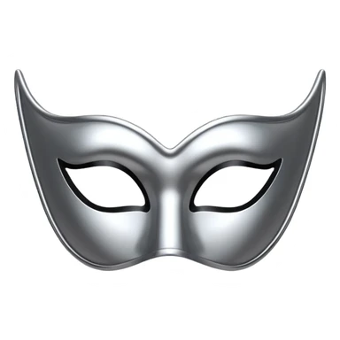 A sleek masquerade mask emoji made of polished silver chrome, smooth sensual curves, reflective metallic surface, mysterious sexy luxury vibe, minimal iOS emoji style, centered, clean white background sticker