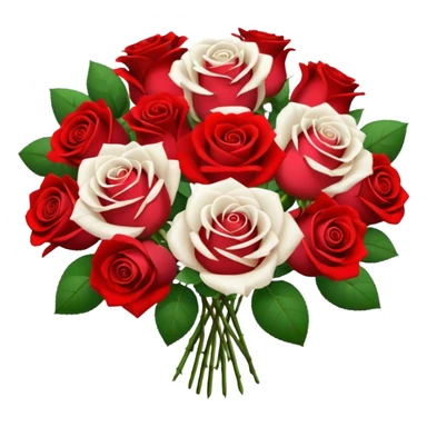 White rose and red rose bouquet sticker