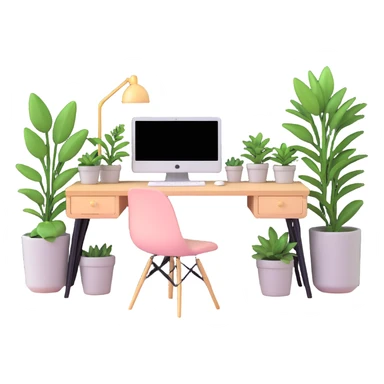 beautiful minimalist girl aesthetic bedroom with soft colors, organized desk, plants, and clean lines sticker