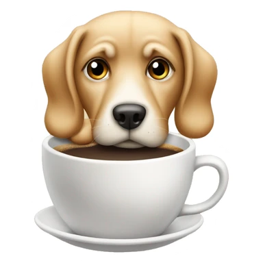 a dog，full body， is drinking coffee sticker