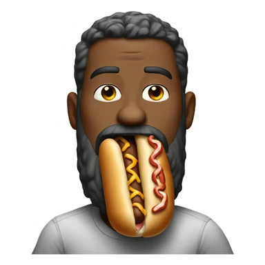 Big bearded guy eating a hotdog sticker