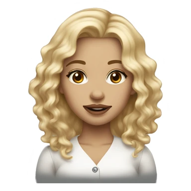 blonde wavy hair girl light brown eyes white big lips button nose sticker