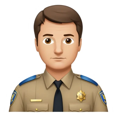 Nathan Fillion as John Nolan from The Rookie, police officer with short hair and uniform sticker