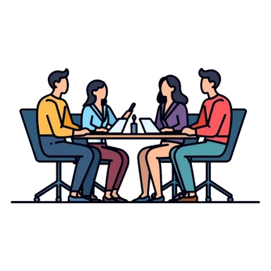 client meeting with business people at conference table sticker
