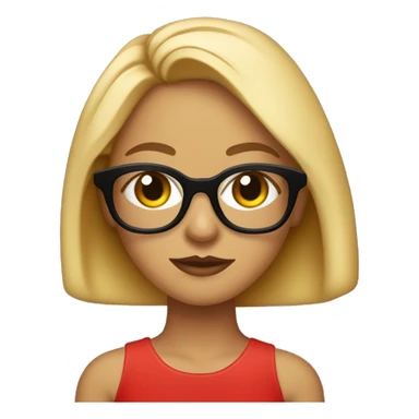 un emogi con una mujer rubia hermosa con ojos pardos con color miel y con blacer negro y con gafas de sol negras y con la bios pintados de rojo sticker