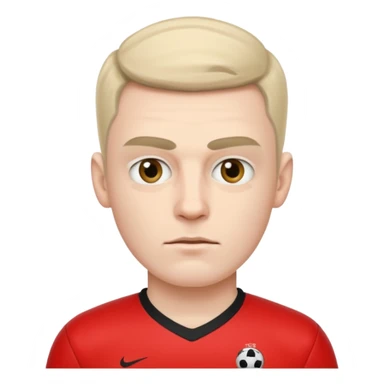 an evil man with an unibrow with a football shirt  sticker