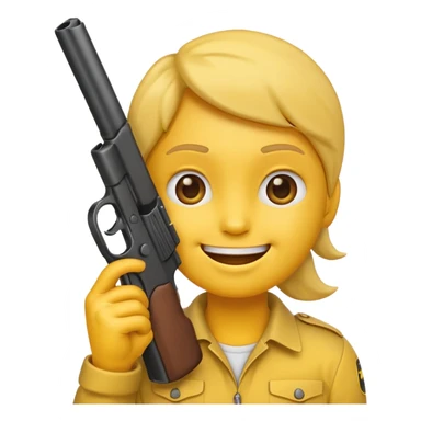 Create a smiling face emoji that’s holding a gun aimed to their forehead sticker
