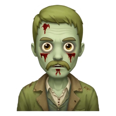young zombie with long mustache sticker