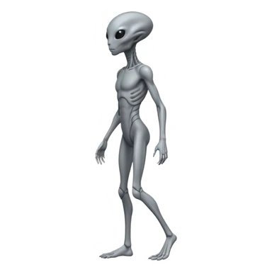 fullbody humanoid gray alien direct sideview sticker