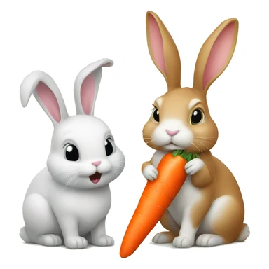 Bunny eating a carrot beside another bunny eating a carrot sticker