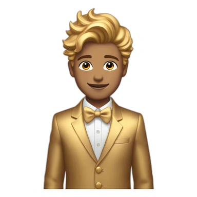 Posh-boy-with-golden-suit-and-blue-eyes-and-rainbow-unicorn-hair sticker