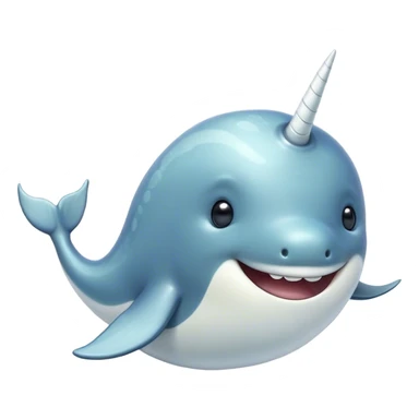 Cinematic Comical Narwhal Portrait Emoji, Head tilted dramatically with an exaggeratedly amused expression, featuring a sleek, elegantly streamlined body with a prominently spiraled ivory tusk and wide, comically expressive eyes full of playful disbelief, Simplified yet hilariously expressive features, highly detailed, glowing with a slightly sassy arctic glow, high shine, dramatic yet playful, stylized with an air of quirky marine mischief, soft glowing outline, capturing the essence of a meme-worthy narwhal that looks ready to side-eye its way into viral fame! sticker