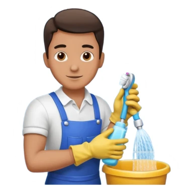 man Cleaning the bathroom sticker