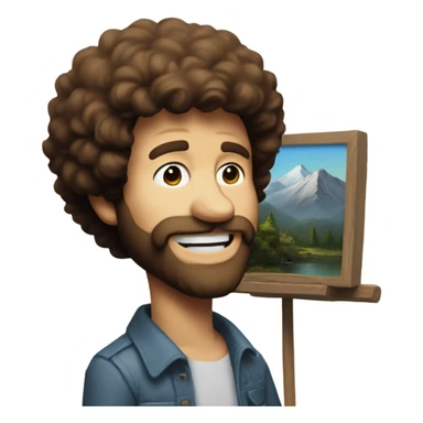 Bob Ross painting a sigma boy sticker