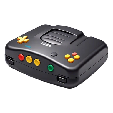 Clash of Clans aesthetic: Cinematic Playful Nintendo 64 Console Portrait Emoji, rendered in a 3D vector-style similar to standard emojis with minimal shading and bold, simplified shapes. A compact, distinct form with signature details, softly glowing with a nostalgic gaming charm. Simplified yet unmistakably iconic, highly detailed and consistent, glowing with a soft radiance and high shine. Stylized with a touch of retro gaming magic and a soft glowing outline, capturing the essence of a beloved gaming relic with a friendly, playful manner! sticker