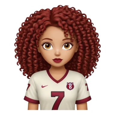 a pretty bratz dusky girl with dark red curly hair and a jersey on sticker