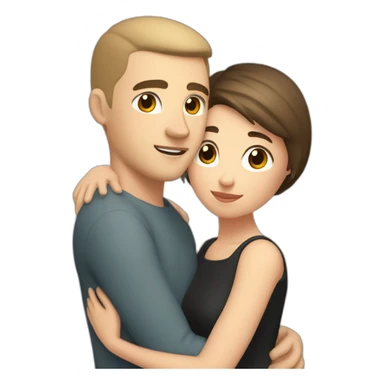 white skin Boyfriend with a dark blonde buzzcut and short dark brown hair girlfriend hugging sticker