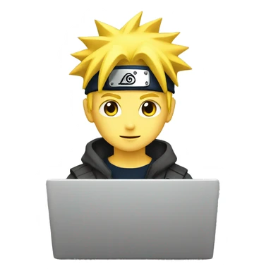 yellow hair naruto coding with laptop sticker