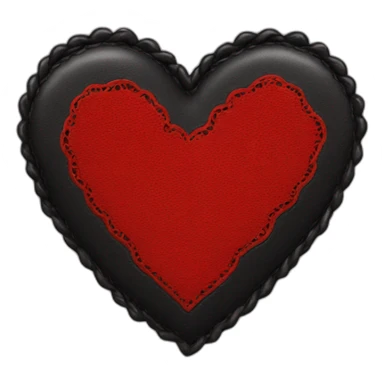 Black leather heart with red lace border sticker